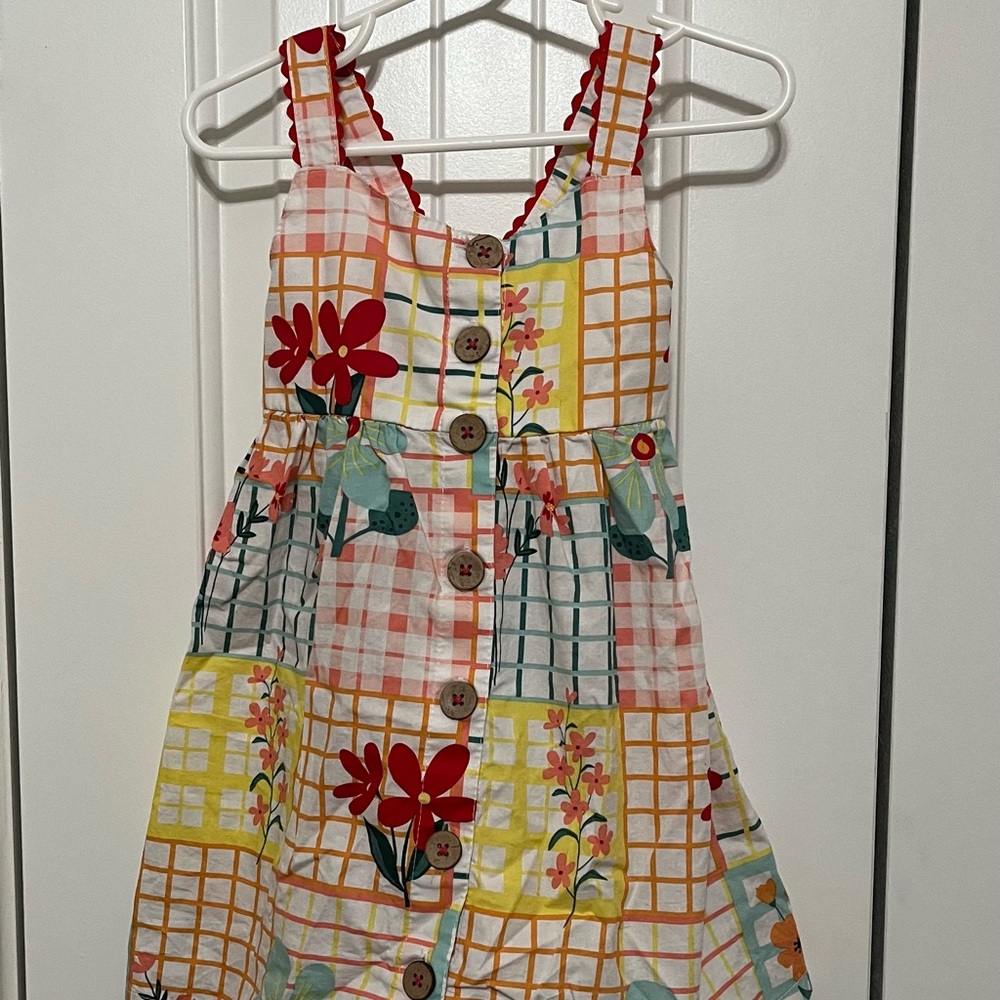 Floral Checkered Kids Dress
